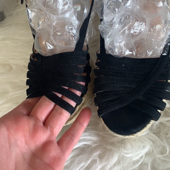 ALDO Black Strappy Stylish Open Toe Wedge Sandal Size 36 - Picture 5 of 13